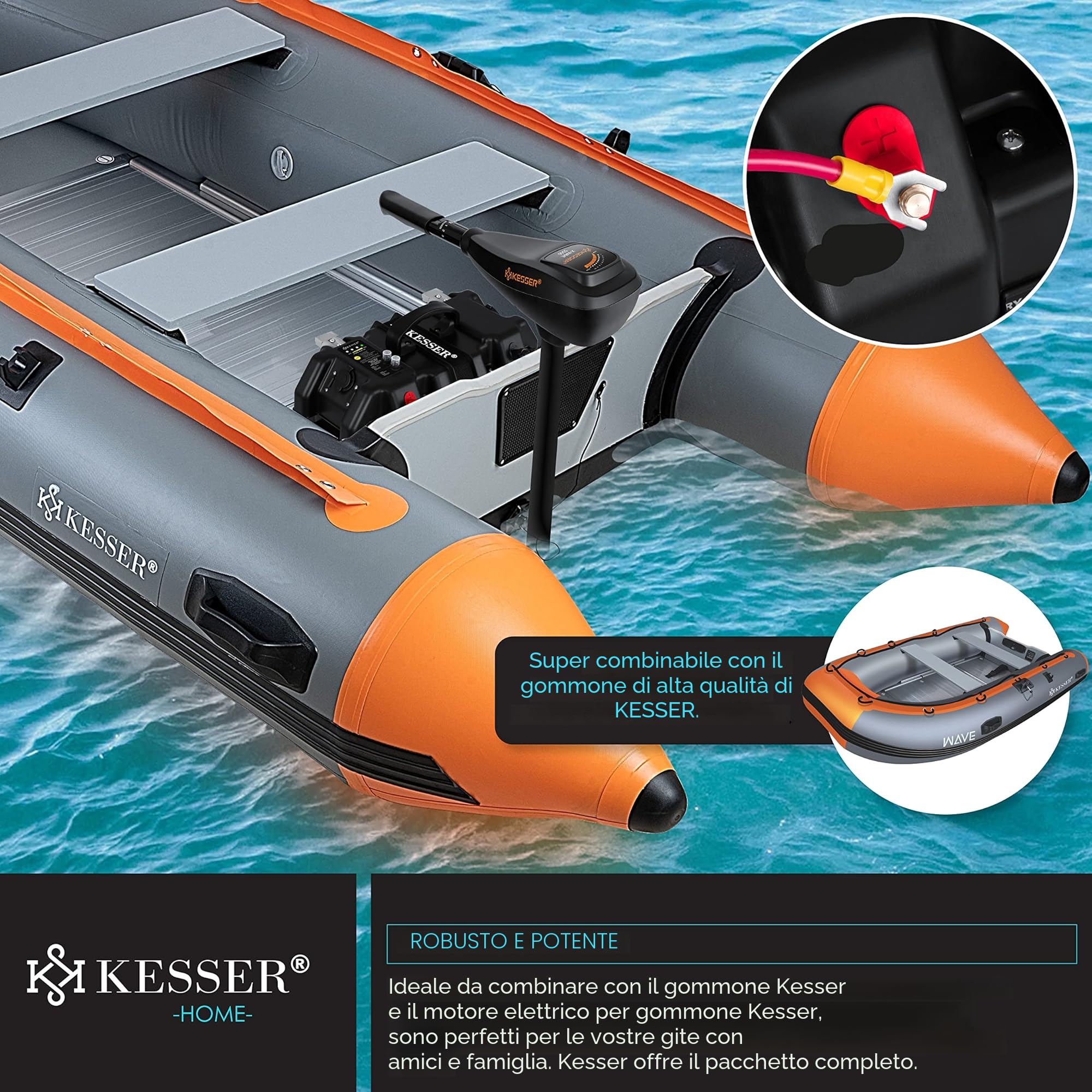 KESSER® Scatola per Batteria per Motore da Barca, Motore Elettrico, Gonfiabile, avviatore Esterno, Camper, Scatola Batteria USB e connettore da 12 V, Batteria accendisigari, indicatore LED