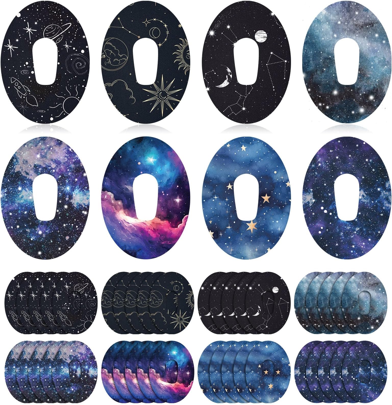 32 Pack Oval Adhesive Patches Compatible with Dexcom G6, CGM Patches, Galaxy Adhesive Tape Stickers, Sensor Covers Waterproof Sweat Proof Flexible Breathable Pre-Cut, Long Lasting