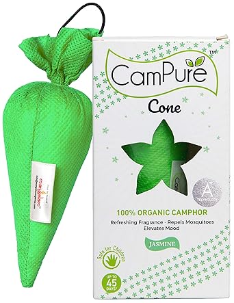 Mangalam CamPure Camphor Cone (Jasmine) Pack Of 2 - Room, Car and Air Freshener & Mosquito Repellent