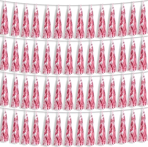 Guirnalda de borlas para decoración de fiesta de color rosa claro 4P para flotadores de desfile, despedida de soltera, boda, cumpleaños, Halloween,