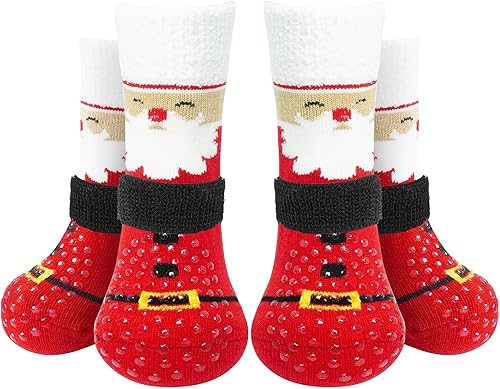 Miniatura 21 de EXPAWLORER - Calcetines antideslizantes para perros, evitan que se laman las patas, para pavimento caliente, pisos de madera, botines para perros