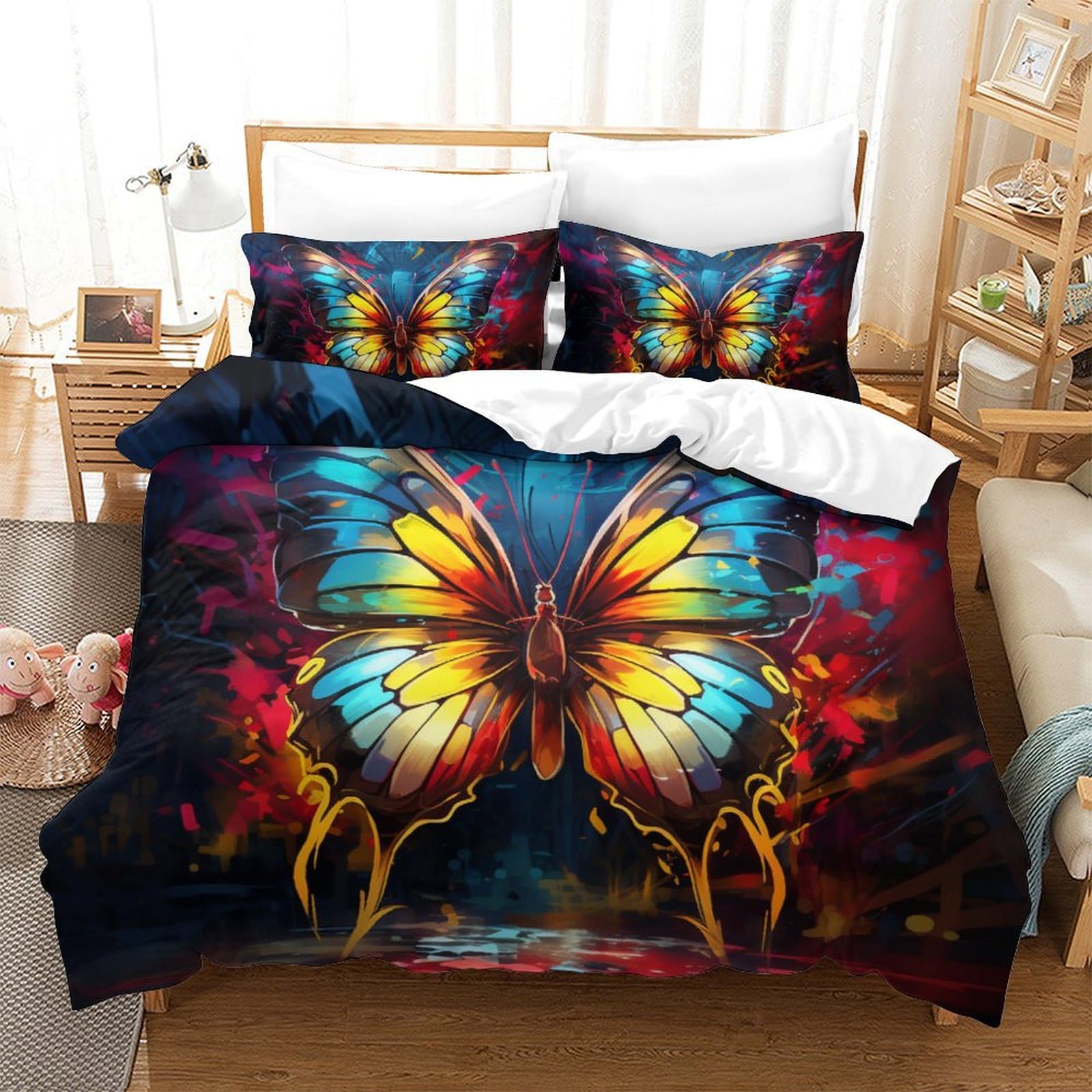Parure lit papillon 3D hypoallergénique et facile à repasser