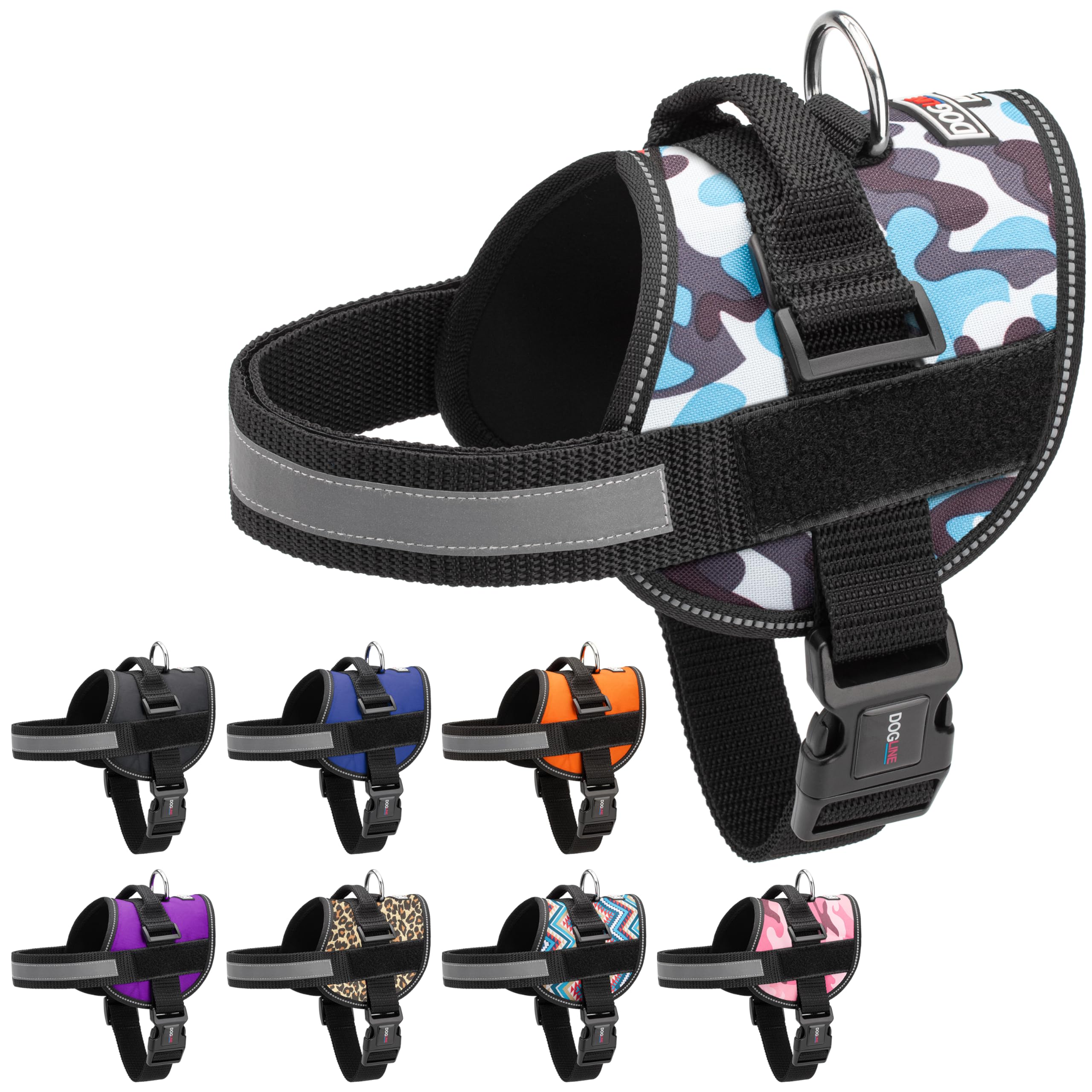 Dogline Dog Harness, Reflective No-Pull Adjustable Vest with Handle for Walking, Training, Breathable, No - Choke Harness for Small, Medium or Large