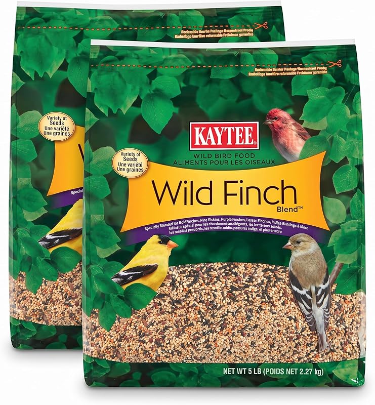 Alimento para Pintassilgos Kaytee Wild Bird Finch Food Blend com Milho-miúdo, Sementes de Níger e Girassol, Pacote com 2 de 2,27 kg
