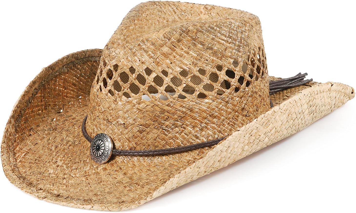 MIX BROWN Straw Cowboy Hats Cowgirl Hat Western Cowboy Hat Rancher Hat for Men Women, Exquisite Decoration Band