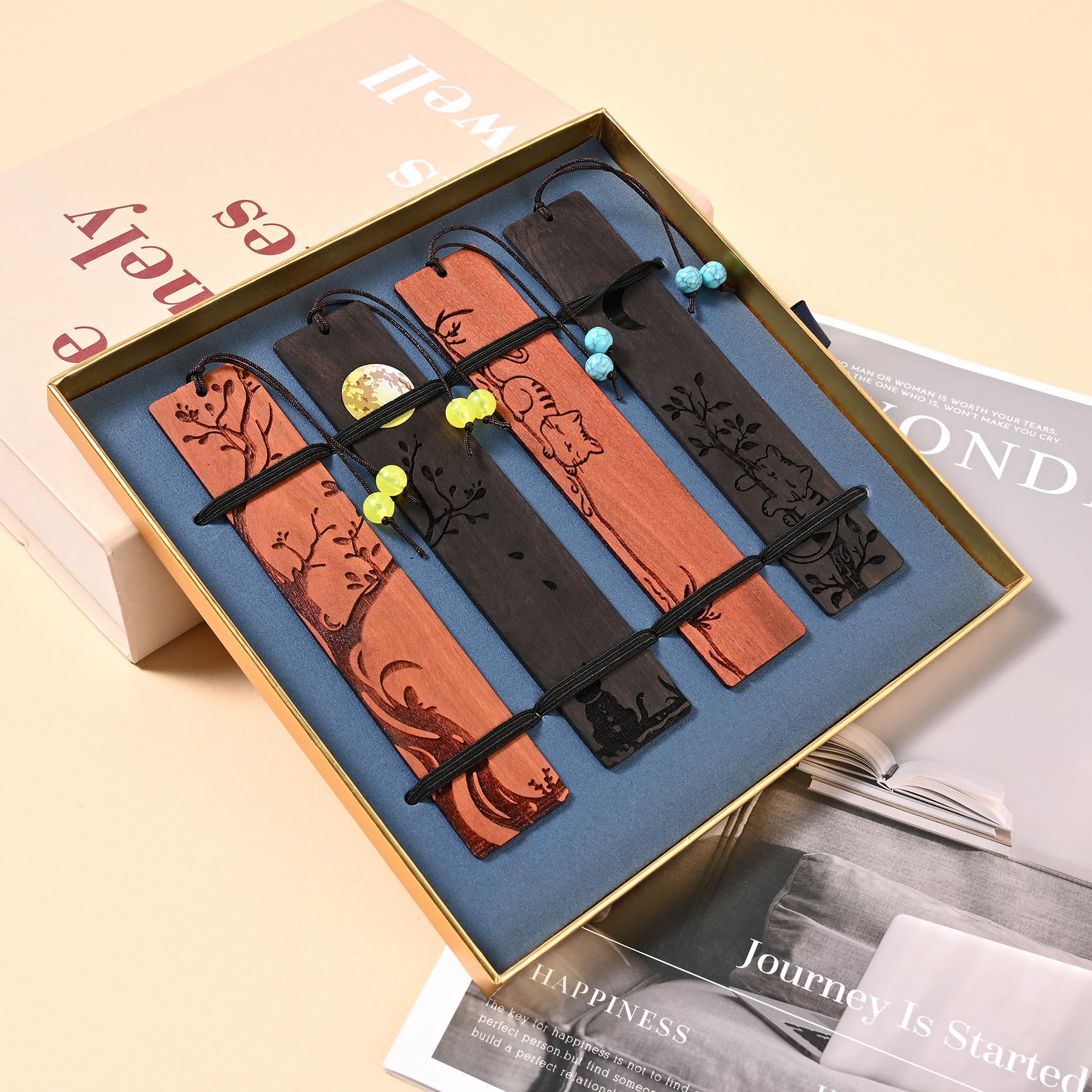 ZQZYMXQ Juego de 4 marcapáginas de gato para mujer, marca de libros de animales, ideas de regalo para lectores (juego de gatos)