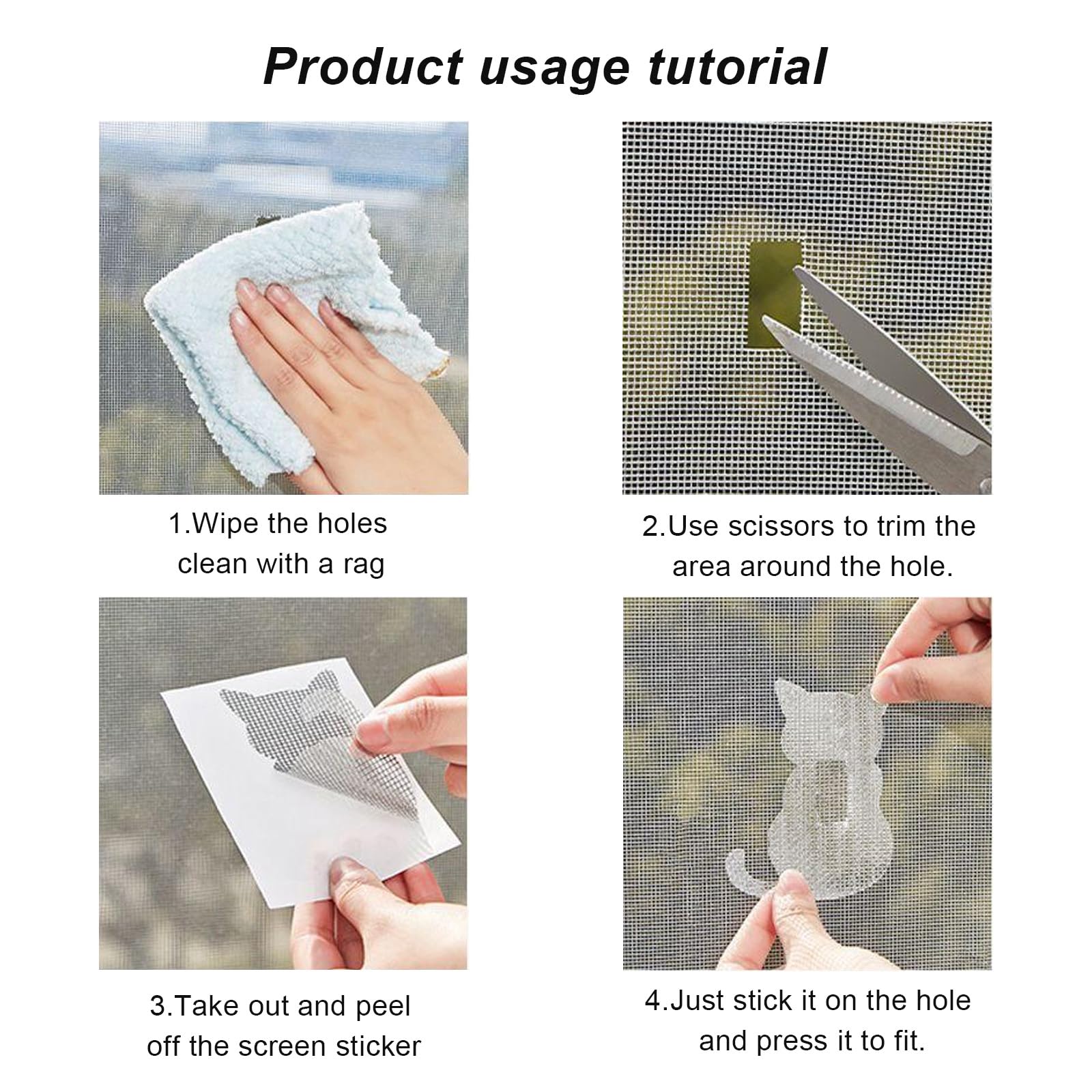 Nastro Riparazione Zanzariere - 50 Pezzi Adesivo Forte | Motivi Gatto E Colomba, Anti-zanzare, Facile Applicazione - Foto 7