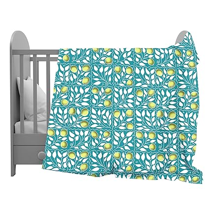 Divine Casa 100% Cotton Toddler Baby Blanket for for 0-4 Years I Skin Friendly Swaddle Dohar for Girls and Boys I 135x100 cm - Turquoise and Green