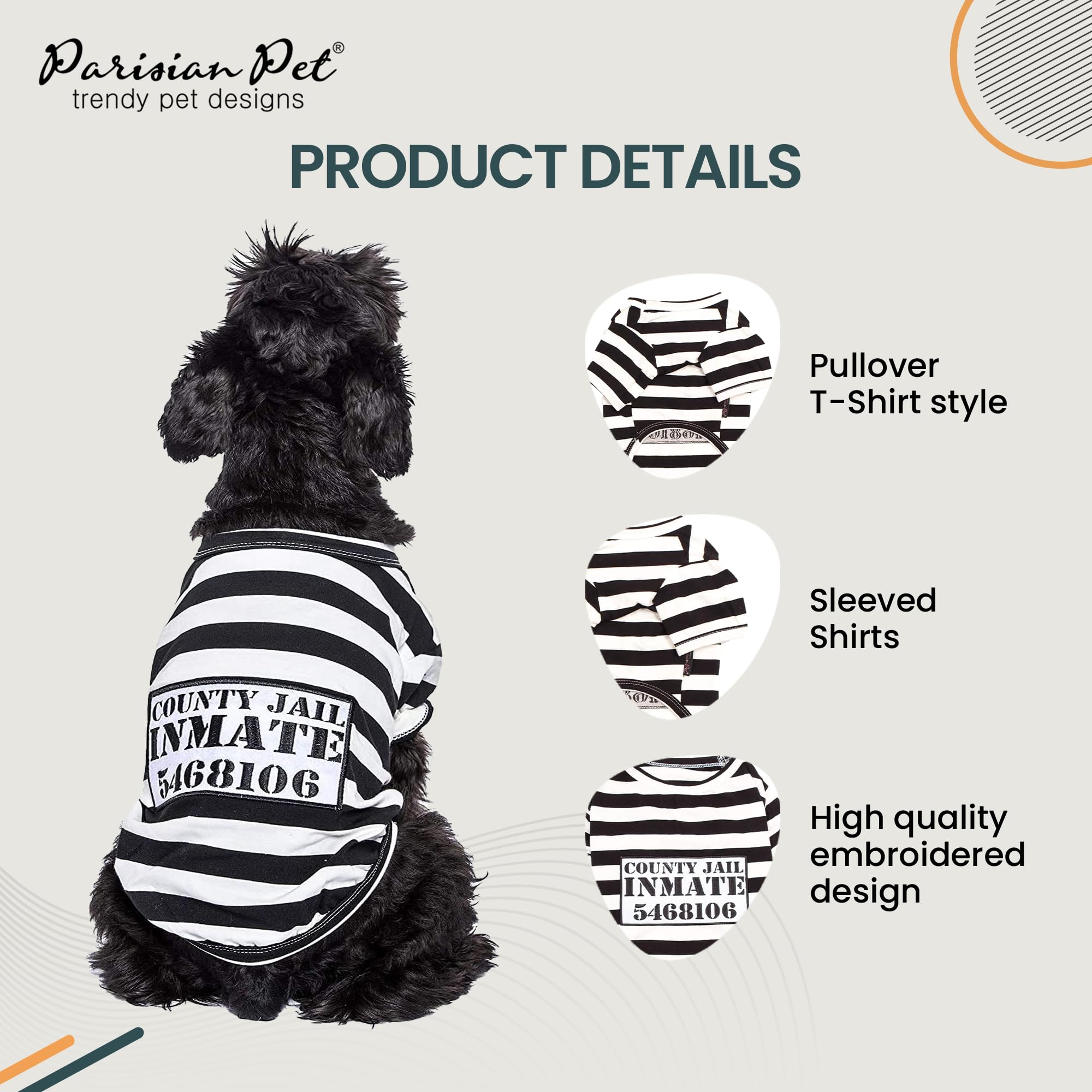 Amazon.com : Parisian Pet Dog Shirt - Prisoner Dog Costume