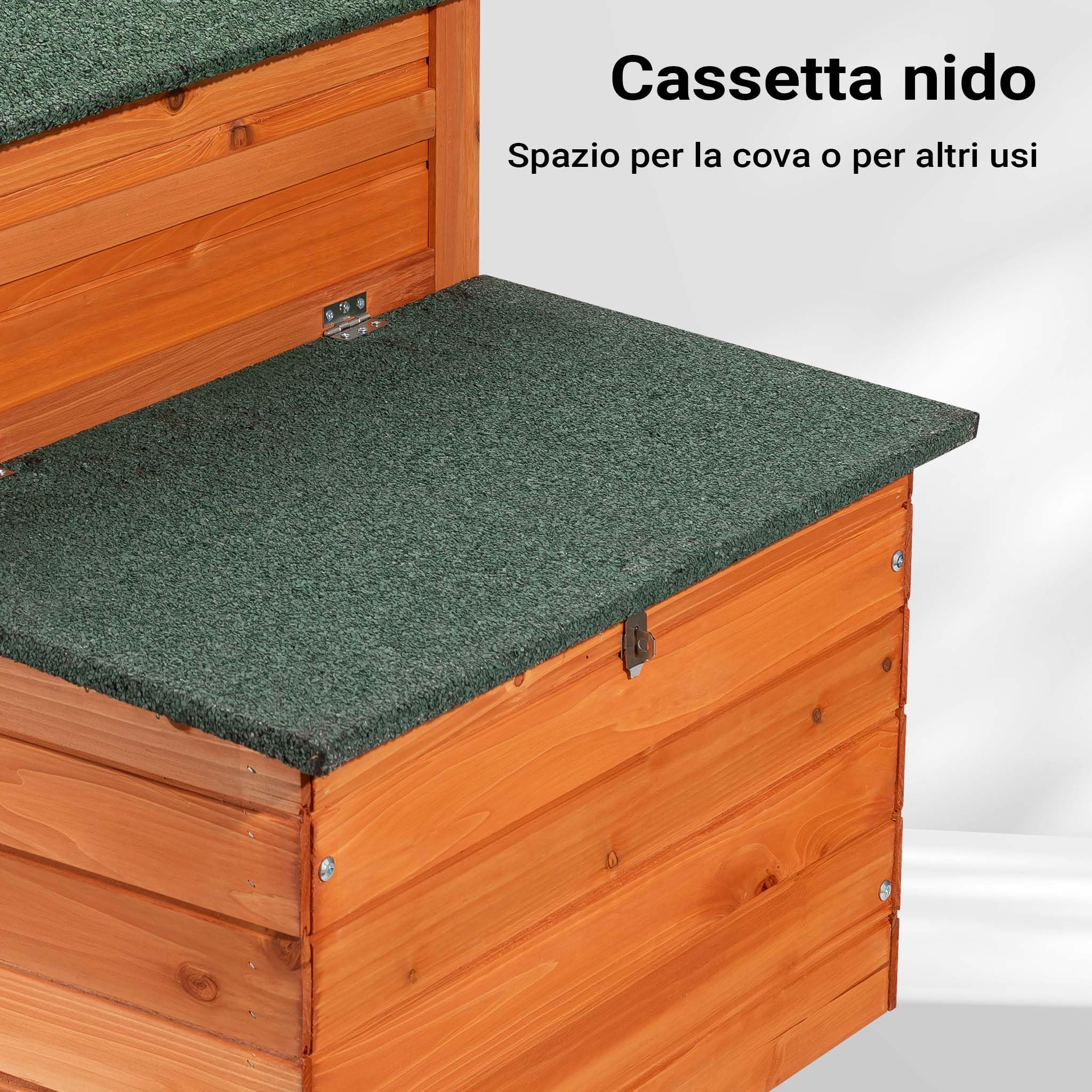 Conigliera e Pollaio con casetta per nido e recinto esterno marrone