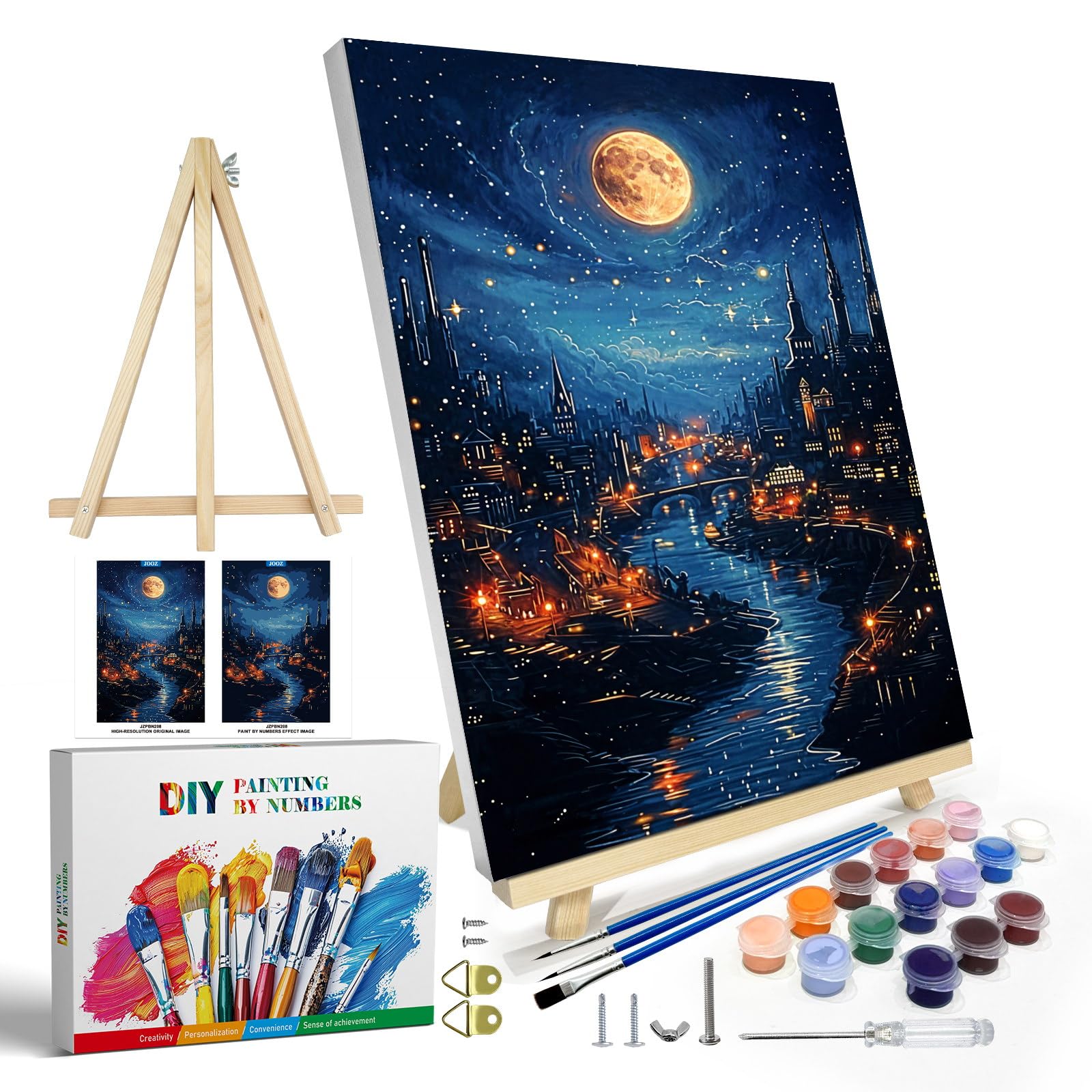 Amazon.com: JOOZ Paint by Numbers Kit for Adults with Frame, Moon Paint ...