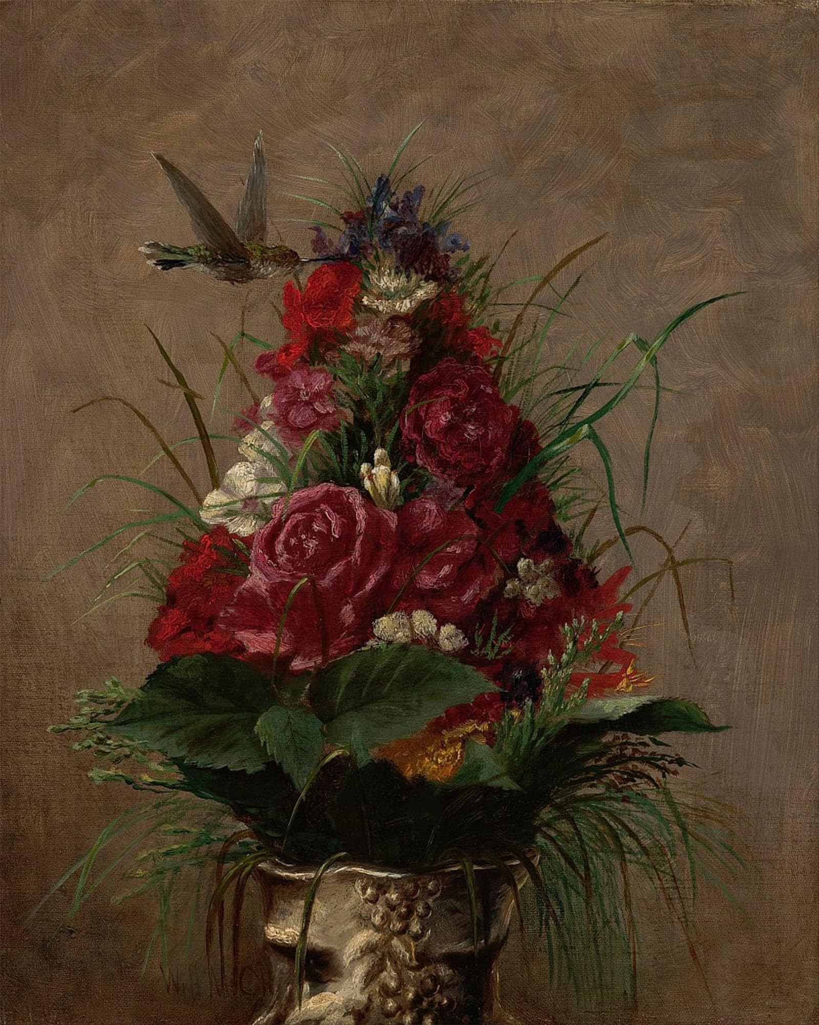 ARTXLXXBN Famous Print Painting Colorful Art Print Still Life with Hummingbird by William Merritt Canvas Art Decorations for Home Decor 60x90cm