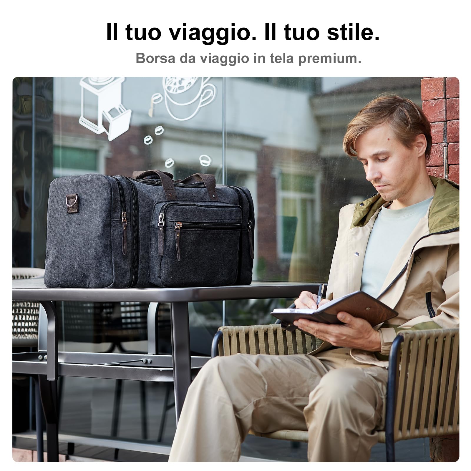 EKOROMIER 70L Borsa da Viaggio Grande in Tela per Uomo – Borsone Espandibile – Borsa Extra Capiente per Vacanze, Palestra e Viaggi Lunghi