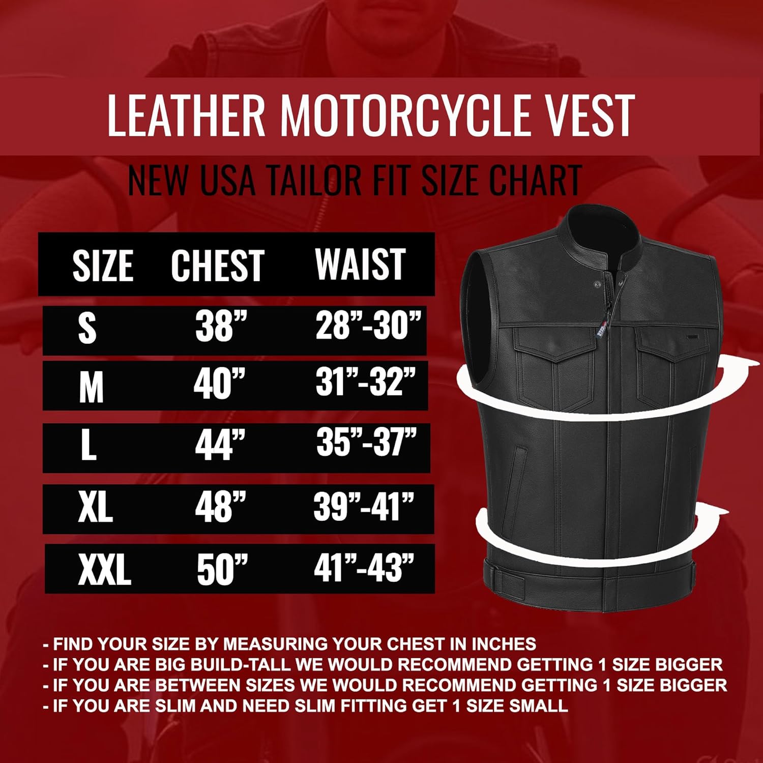 SOA Motorcycle Vest for Men, Premium Buffalo Leather, Back Armor, Inside Pockets, Biker Riding Club Vests, All Season - Image 6