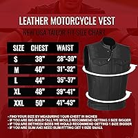 Vista 6 de SOA - Chaleco de motocicleta para hombre, piel de búfalo de alta calidad, armadura trasera, bolsillos interiores, chalecos de club de motociclista
