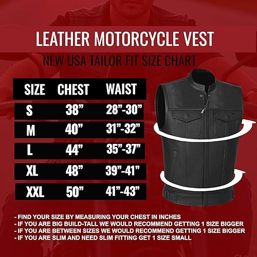 Miniatura 6 de ARMOR - Chaleco de piel para hombre de SOA Anarchy para motocicleta con bolsillos ocultos M Negro