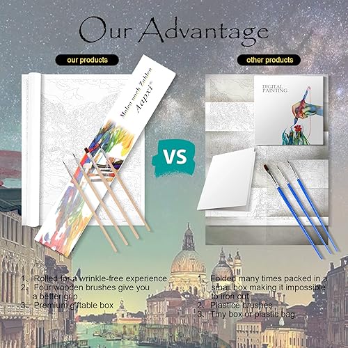 Miniatura 3 de Wwwuscom Kits de pintura por números de 2 piezas para adultos, lienzo predibujado para principiantes, kit de pintura por números Water City con 8