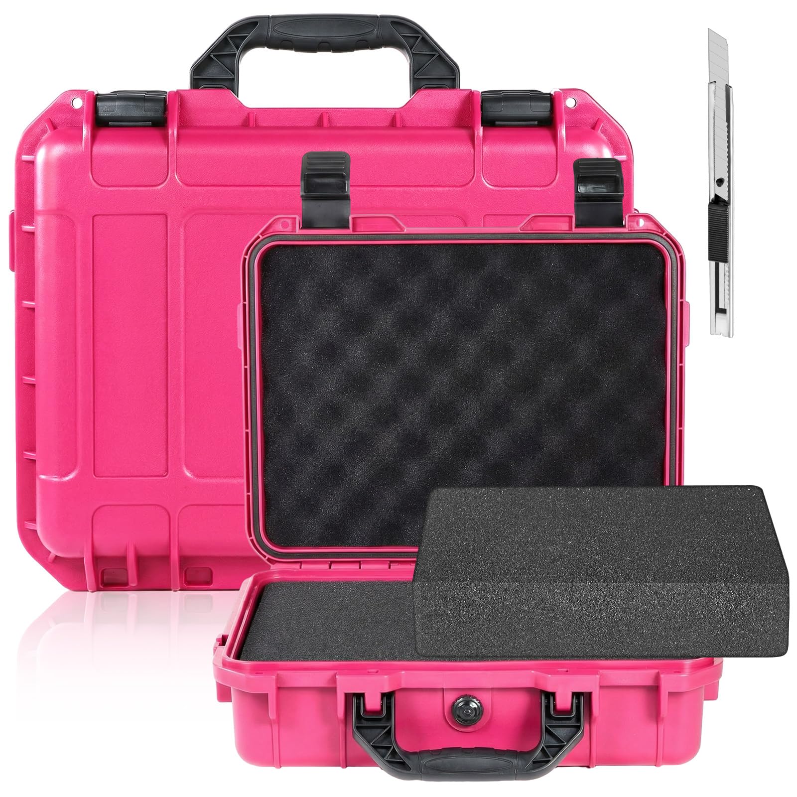 Relaxweex 8.5 x 6.5 x 3.7 Inch Hard Case, Grid Shell, Rose Red