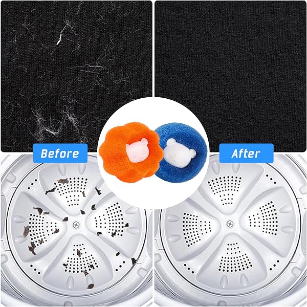 Boule Anti Poils pour Machine a Laver, Boule de Lavage Machine a Laver, Enlever les Poils D'animaux et les Peluches, Réduire l'enchevêtrement.(8 pcs) (Bleu+Orange) - 5