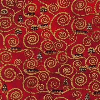 Robert Kaufman Fabrics Gustav Klimt Tree of Life Boughs Red