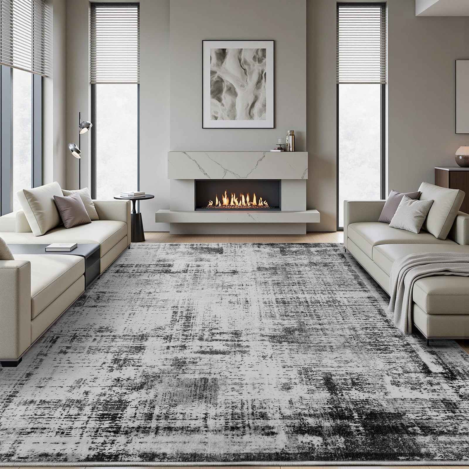 Sour Lemon Rugs Living Room 275x370, Large Machine Washable Area Rug，Non Slip Vintage Retro Rugs for Bedroom，Soft Thin Abstract Rug Foldable Carpet Home Office Decor