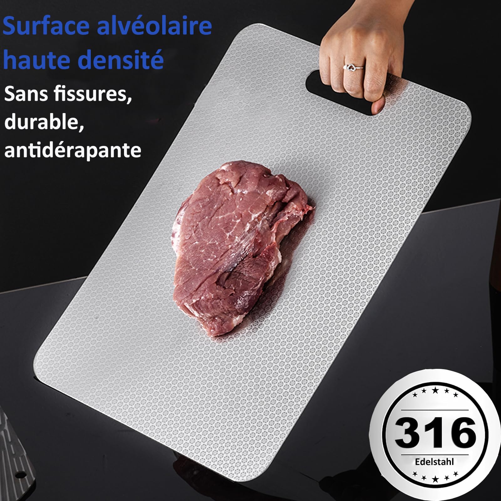 Planche à Découper en Titane, Nouvelle Version Résistante aux Rayures, Planche à Découper Double Face - Entièrement Sans BPA, Un Choix Hygiénique et Durable Pour une Cuisine Moderne, 34 * 24cm