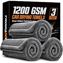 3 Pack Car Drying Towel 1200 GSM, 1 Gallon Ultra-Absorbent Car Wash Towels, Dual Sided Drying Towels Car Detailing, Scratch-Free, Machine Washable, No Water Spots Applicable to All Cars - 36" x 24"