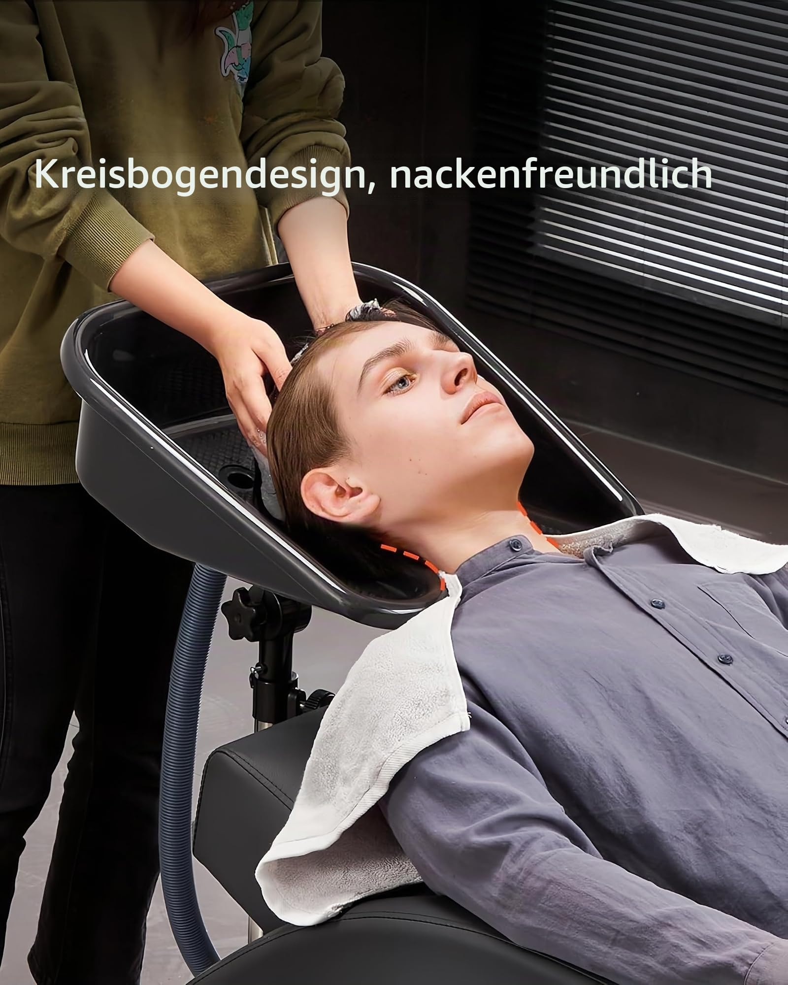 Mobiles Friseur Waschbecken Rückwärtswaschbecken Höhe Verstellbar Schwarz