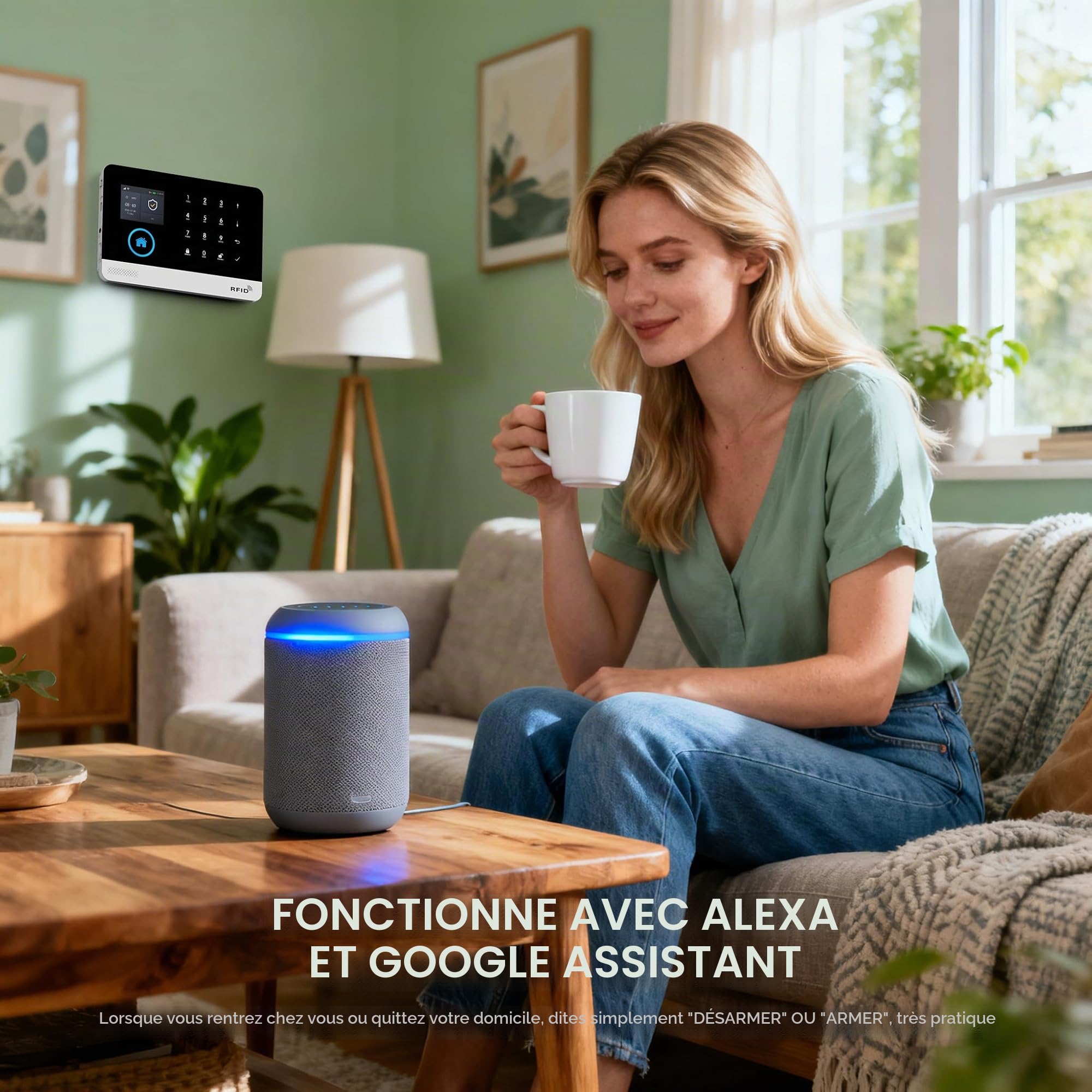 PGST Système d'Alarme Domotique,Système de Sécurité Domestique WiFi/4G GSM avec Capteurs de Porte/Fenêtre + Détecteurs de Mouvement, Alertes Instantanées Tuya,Compatible avec Alexa/Google