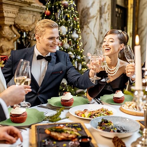 Miniatura 10 de Mifoci 100 platos de papel de Navidad con borde festoneado, platos de papel desechables de 9 pulgadas, platos de papel desechables de bayas y