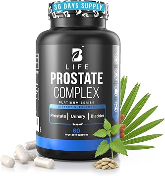 B Life Company Prostate Health Supplements for Men with Saw Palmetto for Men & Pumpkin Seed Oil Capsules - Stinging Nettle Root| 60 Capsules 30-Day Supply