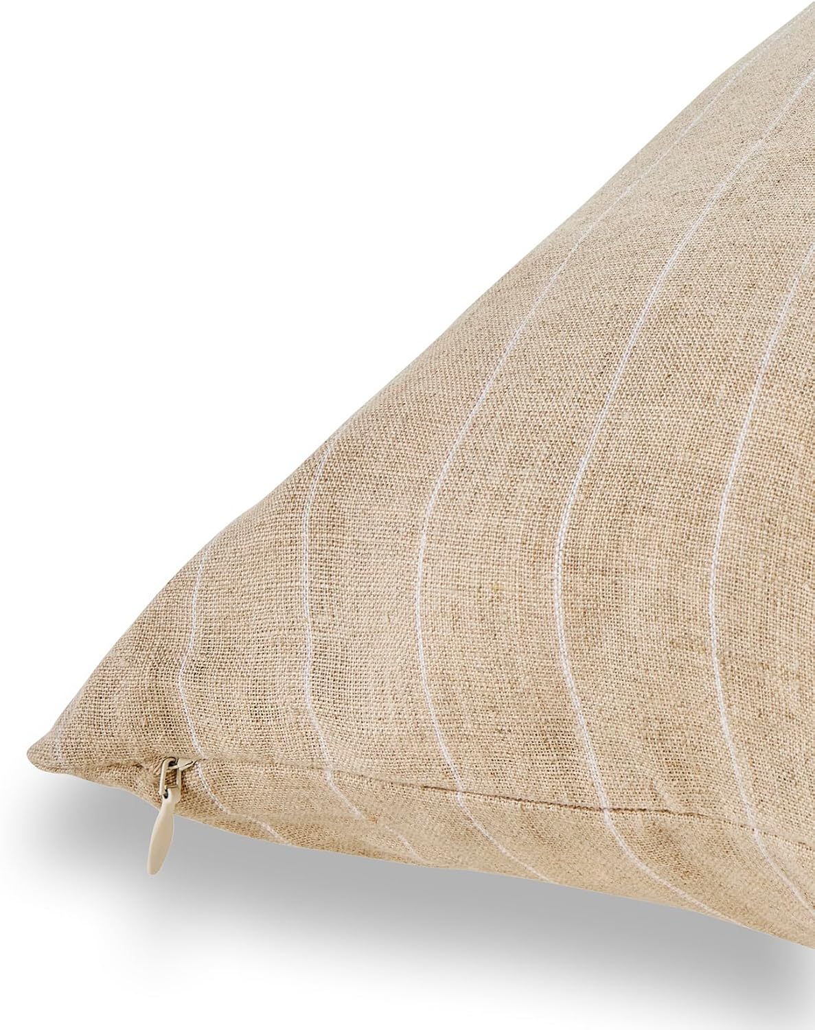 Solino Home Linen Pillow Cover 20 x 20 Inch - 100% European Flax Natural and White Stripe Decorative Throw Pillow Case with Invisible Zipper - Montauk, Cushion Cover for Couch, Sofa, Bed, Chair