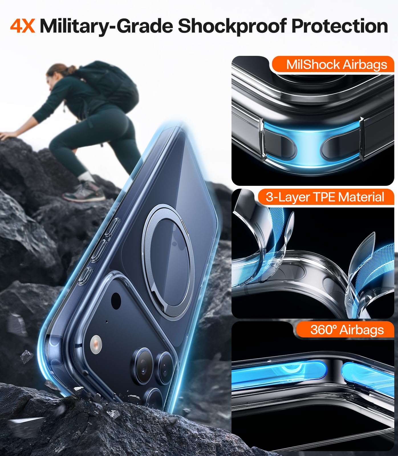 iPhone17Pro ケース TORRAS 360°リング MagSafe Amazon.com: TORRAS for iPhone 17 Pro Max Case, 360 Magnetic Stand