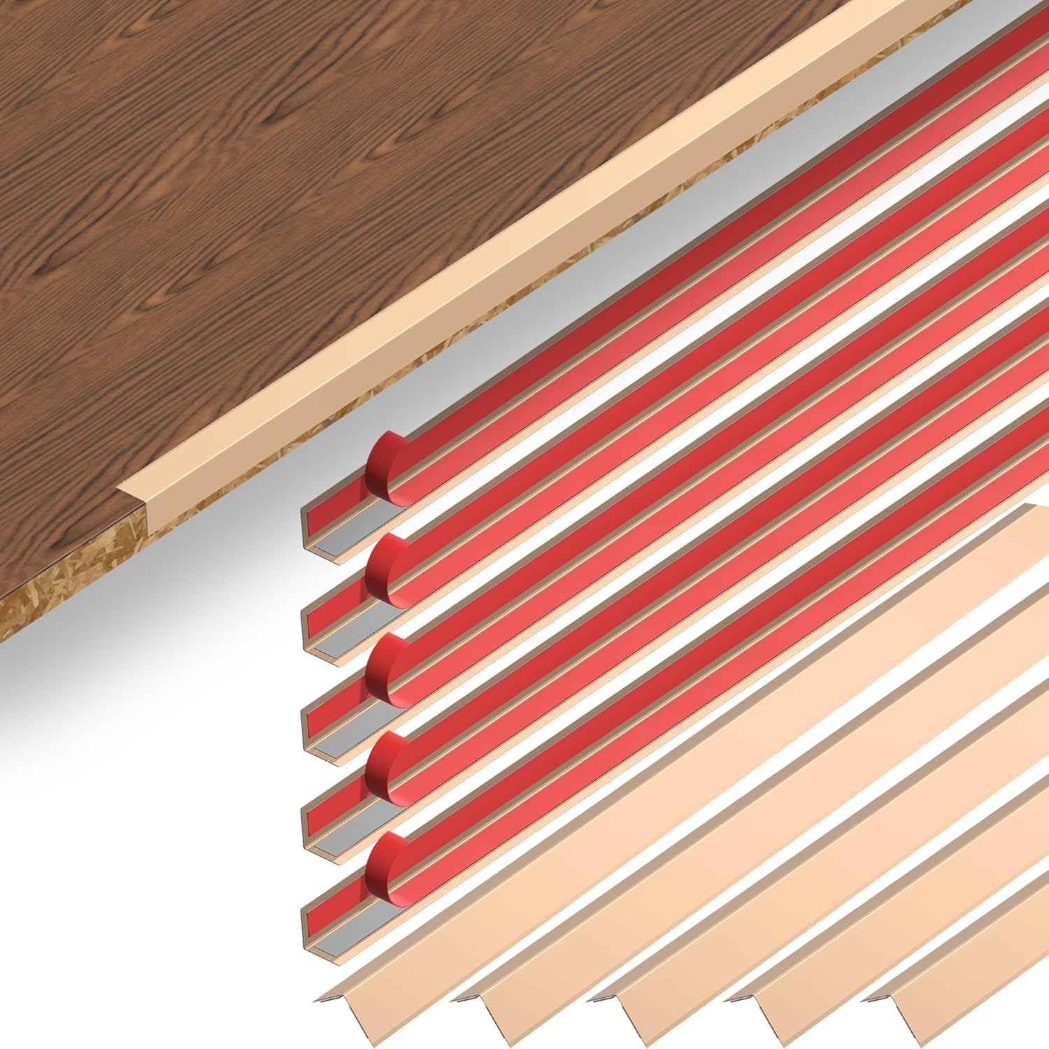 10Pcs 48" Gold Metal Corner Protectors, Aluminum Self-Adhesive Corner Guards, for Edge Protection & Decoration on Walls, Furniture, Cabinets, Kitchen Islands (0.8"x0.8")