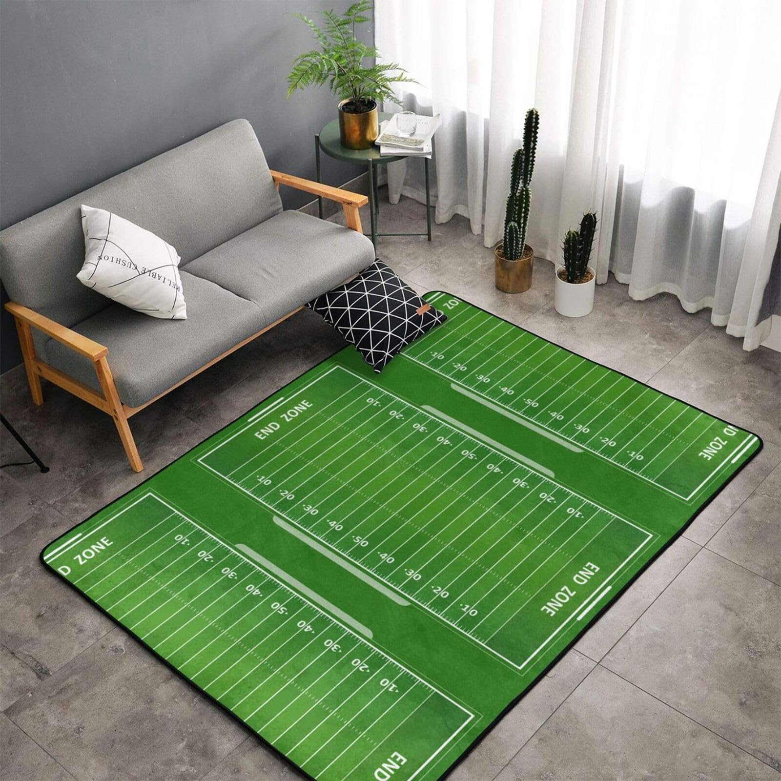 Zona de fútbol, Alfombra Grande Antideslizante para Sala de Estar o Dormitorio, 150 x 100 cm.