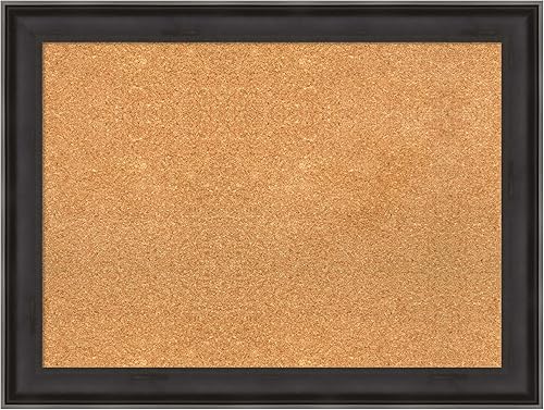 Miniatura 9 de Amanti Art Tablero de corcho natural para pared (32 x 14) con marco de madera negra y negra, tablero de corcho mediano para oficina, tablero de