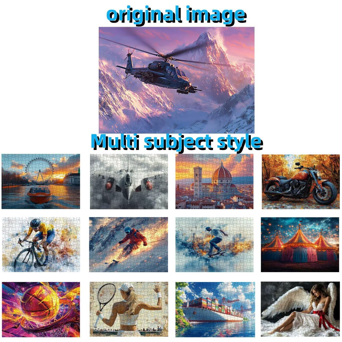 Puzzle 2000 Pezzi Elicottero Puzzle 2000 Pezzi Legno per Adulti Montagna Innevata, Splendidamente Confezionato in Una Scatola di Cartone, Borsa Rete Portabilità per Regalo Donna 70x100 CM RXPT-5091