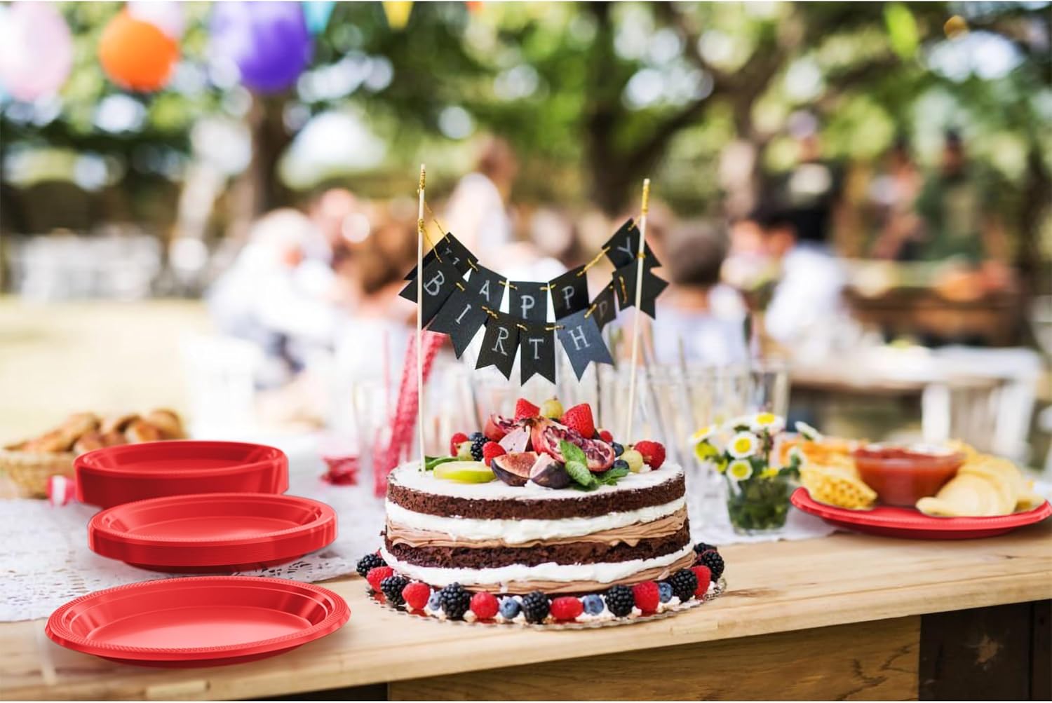 Exquisite Party Solids Red Plates Disposable Red Plastic Plates 100 Pieces - 50-7" & 50-9" Heavy Duty 350 GSM Disposable Dinnerware Sets, Plastic Dinnerware Sets