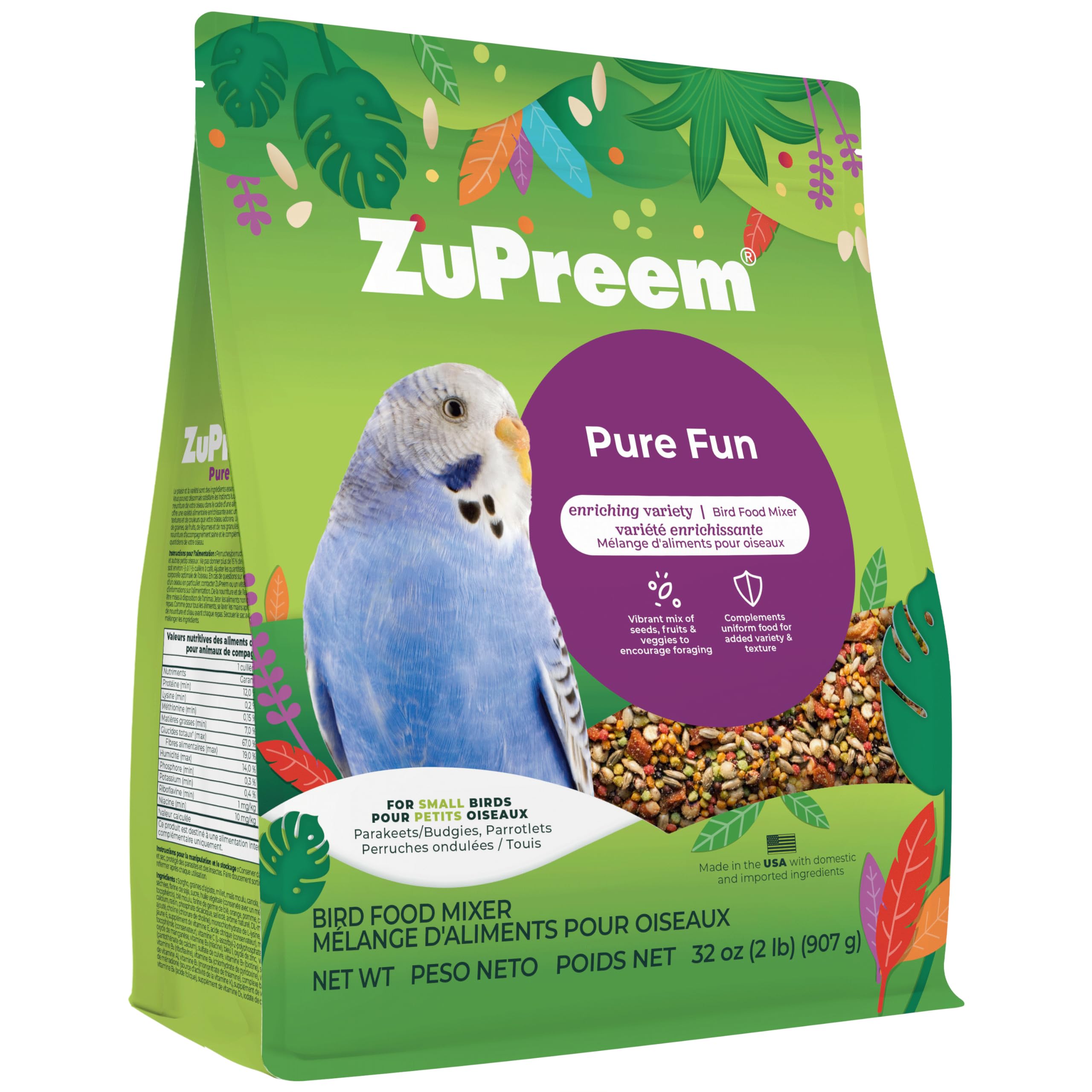 Amazon.com : ZuPreem Pure Fun Bird Food, Parakeet, Budgie