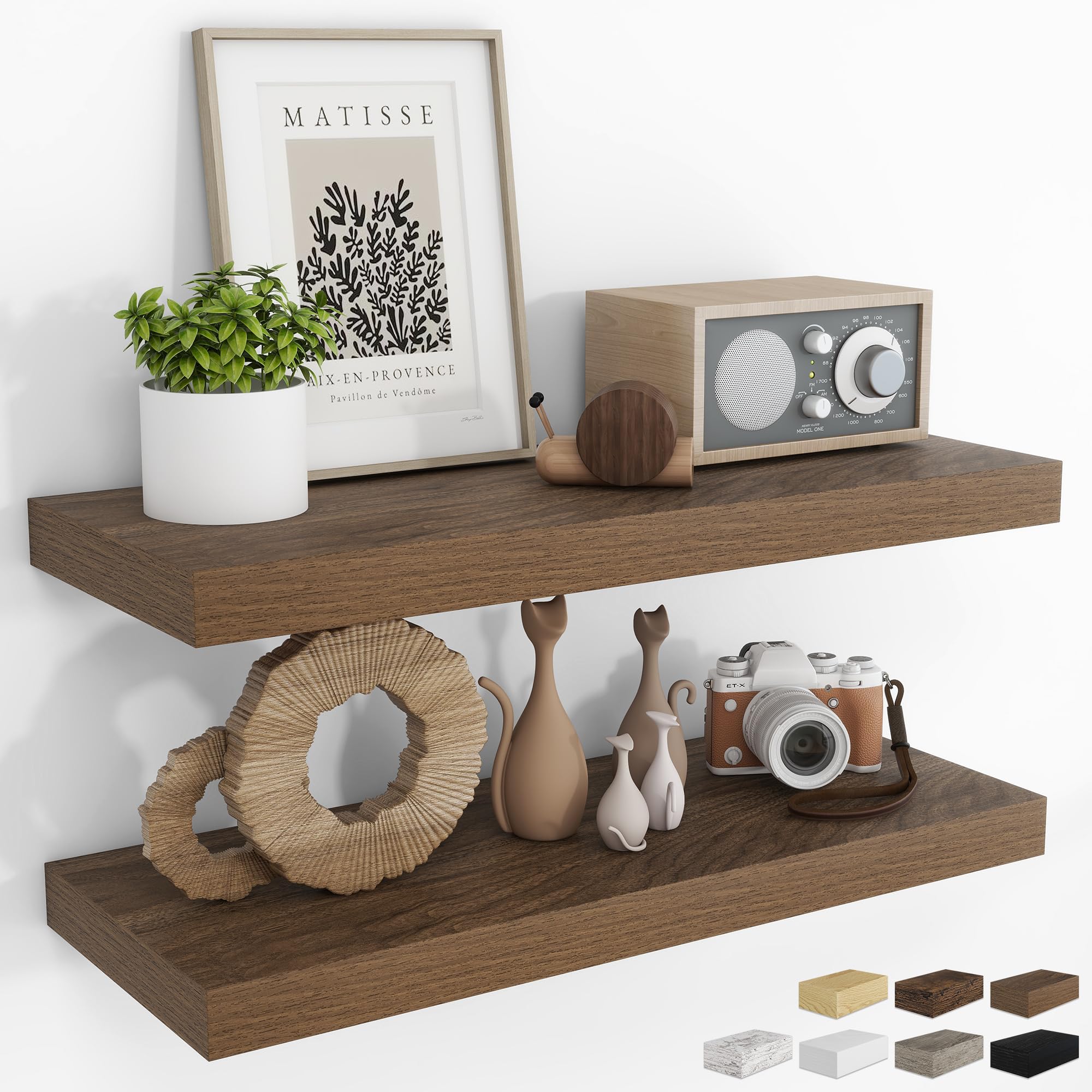 RICHFOCUS Bathroom Floating Shelves for Wall 2Pack|Walnut|32" L
