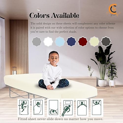 Miniatura 5 de Sábanas para cuna de 25 x 70 x 9 pulgadas para campamento, juego de sábanas bajeras de 2 piezas, cuna de campamento, camas de invitados, color gris