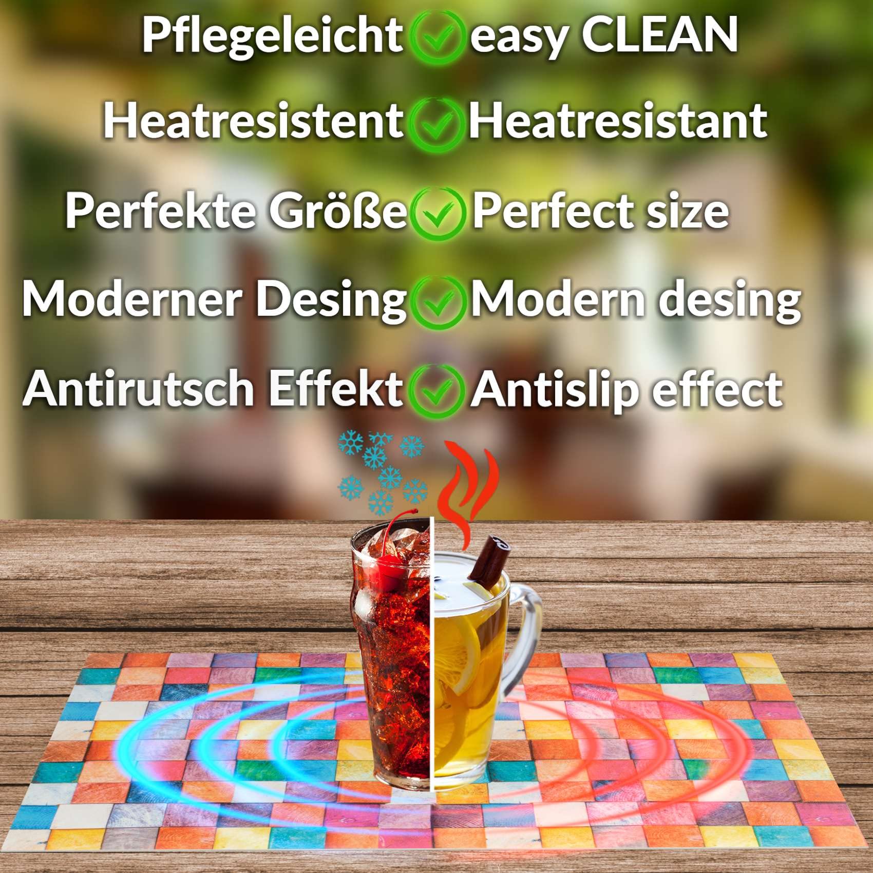ANRO Platzset Mosaik Bunt 30x45 cm – 8er Set, abwaschbar