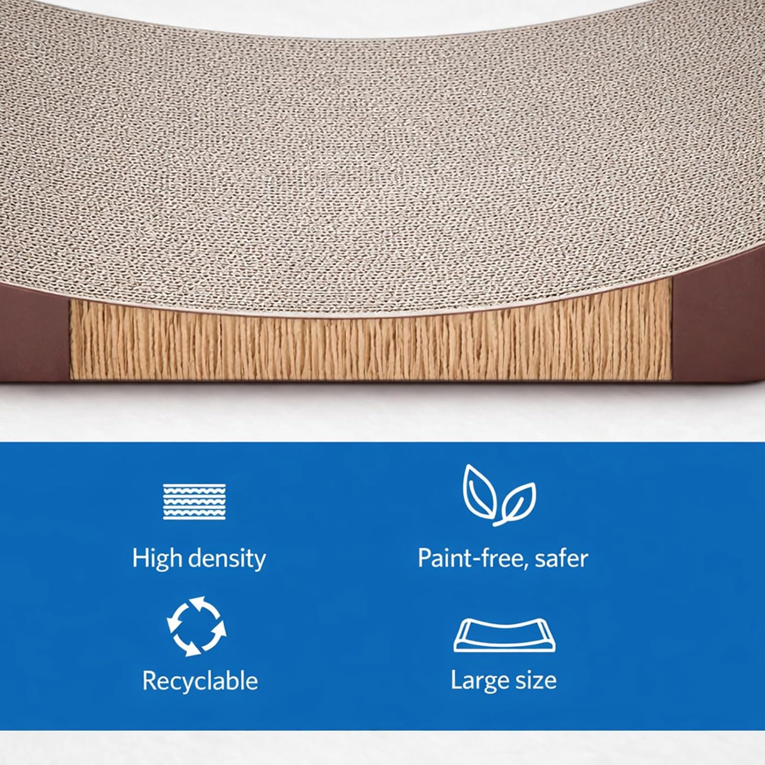 FluffyDream Cat Scratcher Cardboard, Scratching Pad House Bed Furniture Protector, Infinity Shape, Curved (Brown, Bone + Bell)