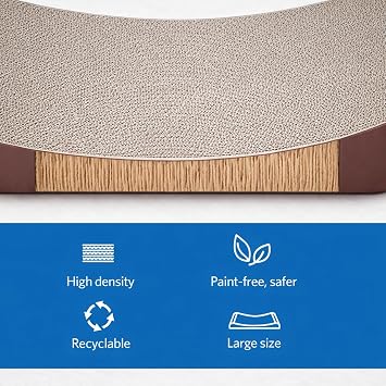 FluffyDream ScratchMe Cat Scratcher Cardboard Lounge Bed with Bell Ball Toy