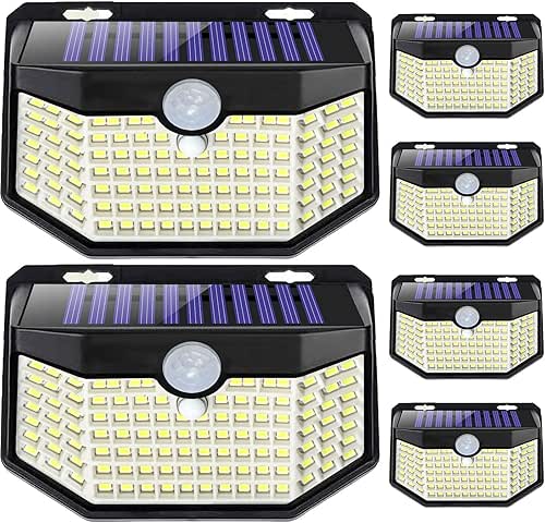 HMCITY 120 LED Outdoor Solar Lights with Motion Sensor and