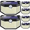 HMCITY 120 LED Outdoor Solar Lights with Motion Sensor and 3 Lighting Modes, IP65 Waterproof Wide Solar Wall Lights Ideal for Garden Patio Yard(6 Pack)