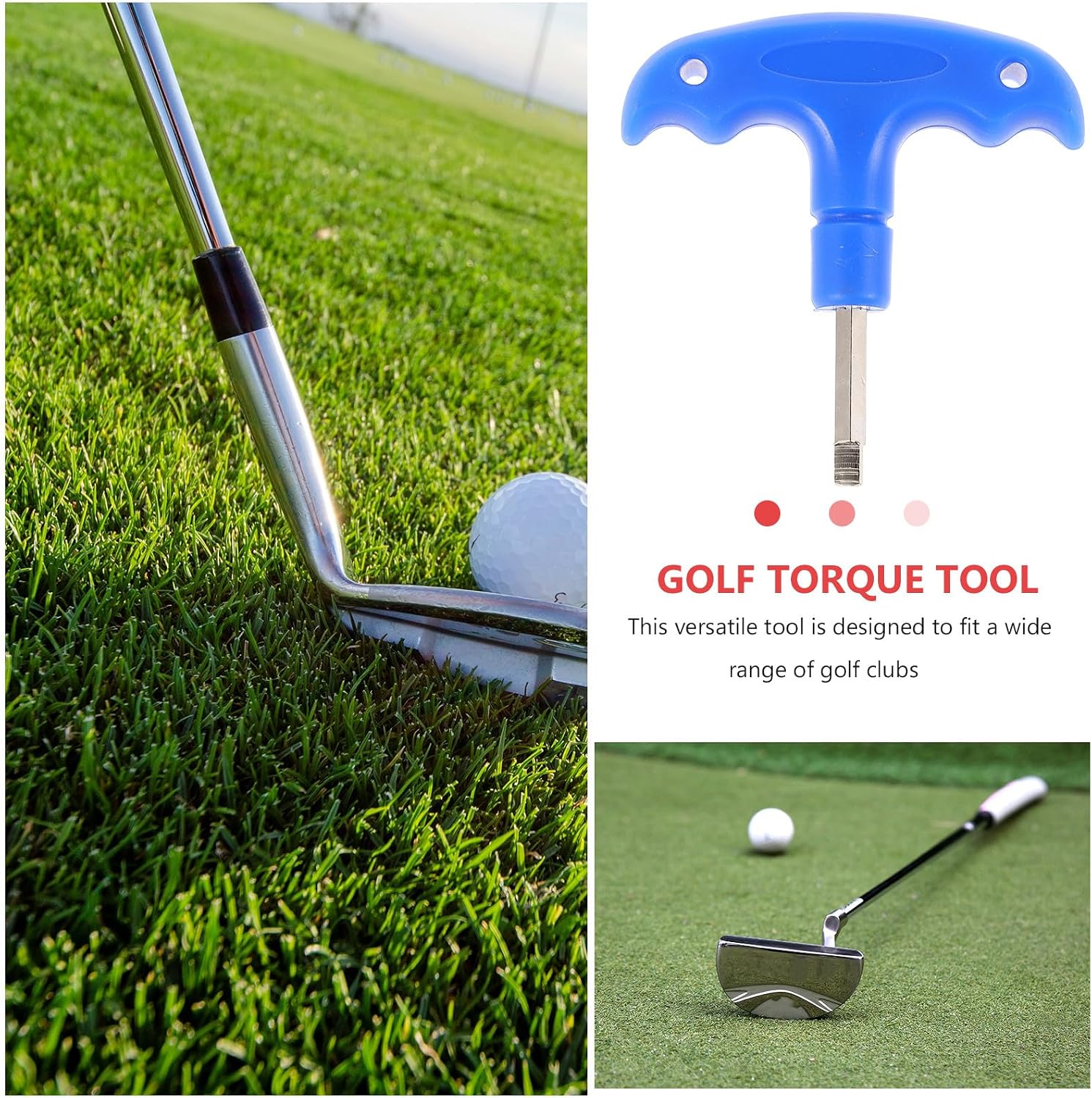 WOONEKY Golf Torque Wrench Stainless Steel Triangle Golf Putter Tool and Spike Removal Compatible with Spikes Pin