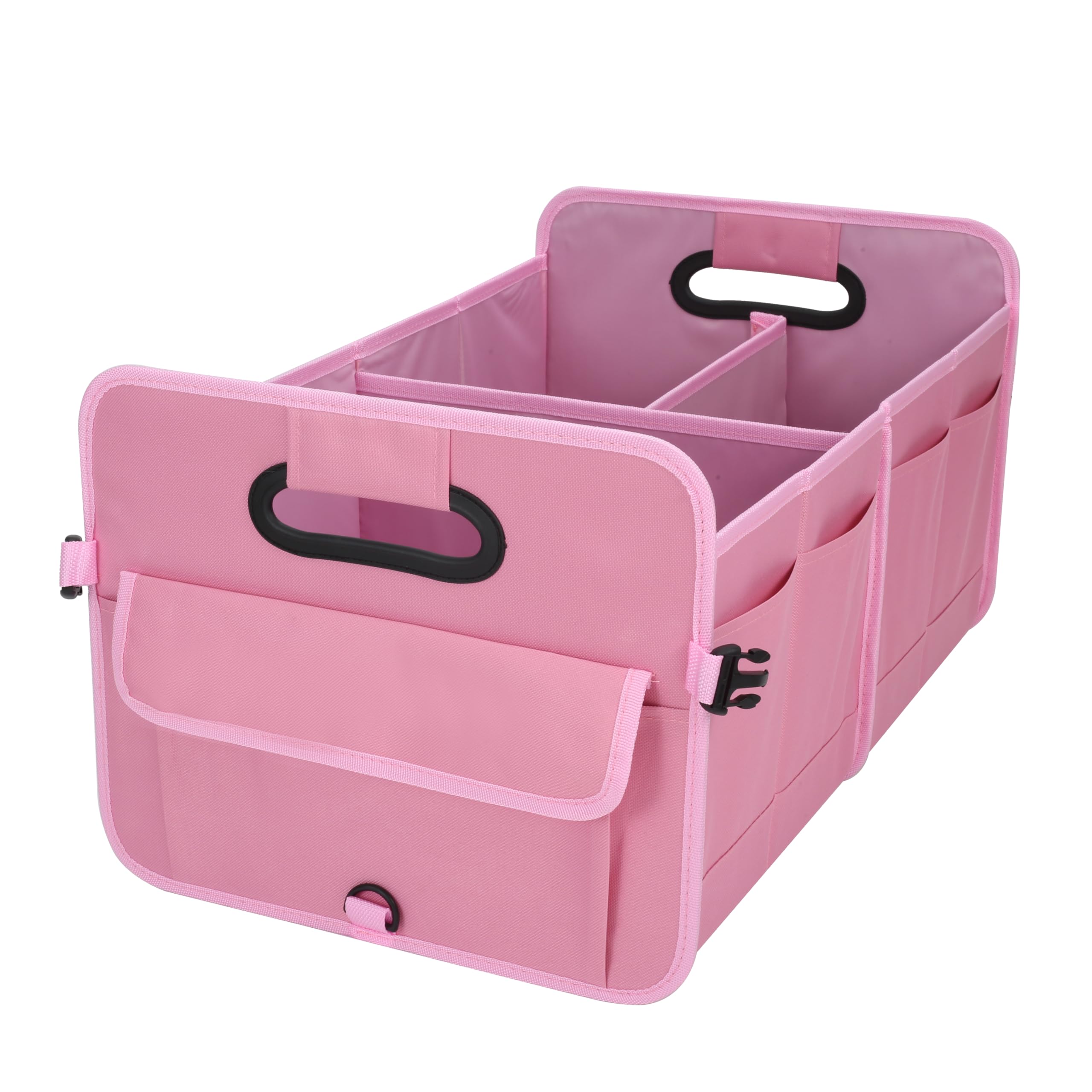 austoces Car Boot Organizer,Collapsible Durable Multi Compartments Car Storage Organiser With Adjustable Straps (Pink)