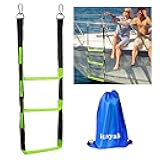 3 Step Boat Rope Ladder, Foldable Assist Boarding Outdoor Climbing Rope Ladder for Inflatable Boat, Pontoon Boat, Sailboat, Kayak, Motorboat, Canoeing