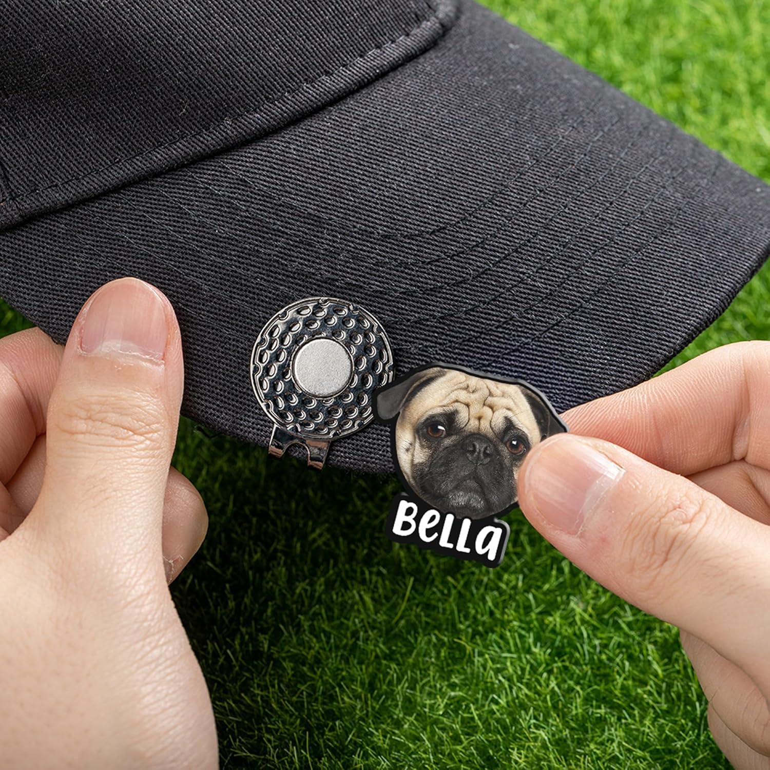 callie Personalized Golf Ball Marker Hat Clips with Pet Dog Cat Photo, Custom Magnetic Golf Accessories Gifts for Men, Women, Pet Lovers (Photo)